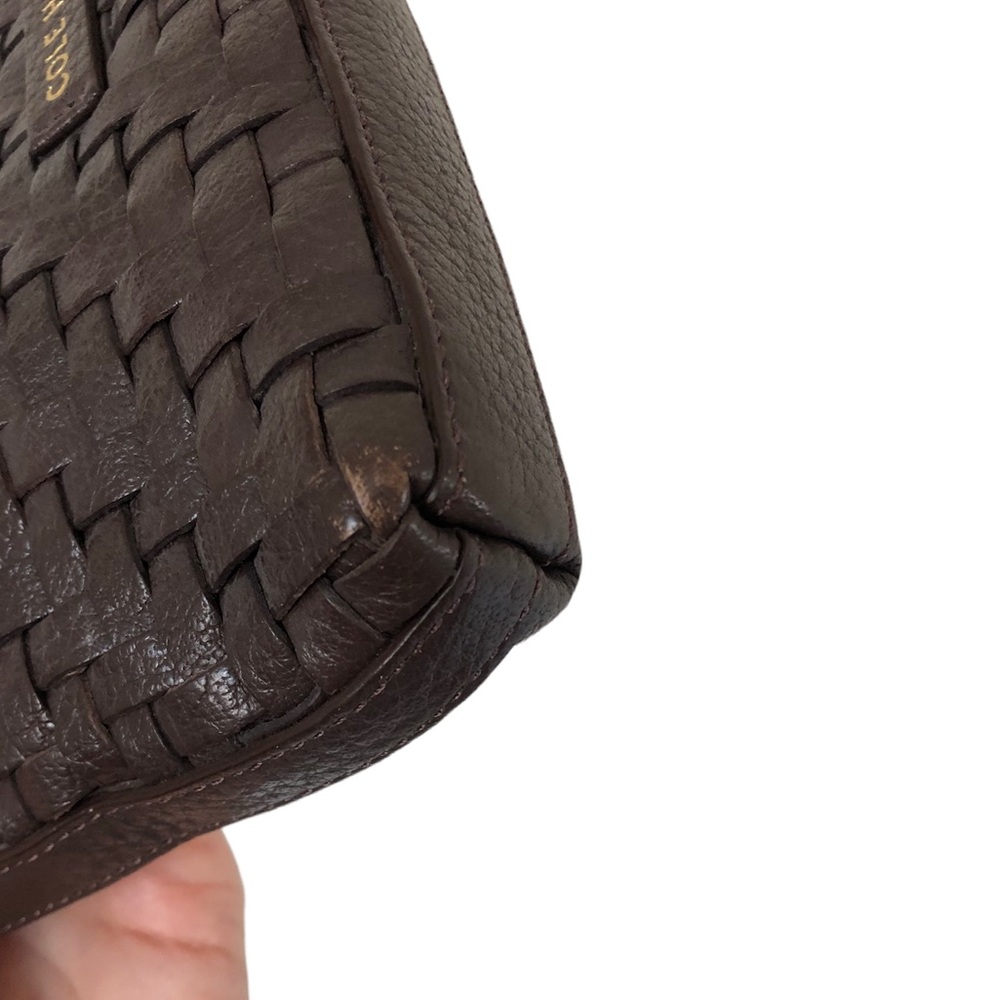 Cole Haan woven brown leather cross body bag with magnetic closure - Picture 3 of 9